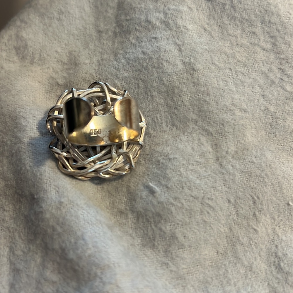 Beautiful Silver 950 (Marked) Adjustable Ring - image 3